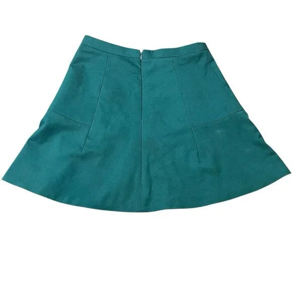 J. Crew Women Size 00 Green A Lined Fluted Mini Skirt Style 03394 - Picture 2 of 7